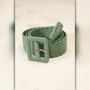 A246-A ✽ Braided Faux Leather Belt with Rectangle Buckle